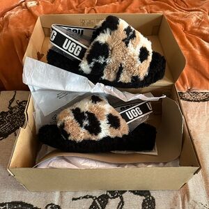 UGG Fluff Yeah Slide Cow Print
